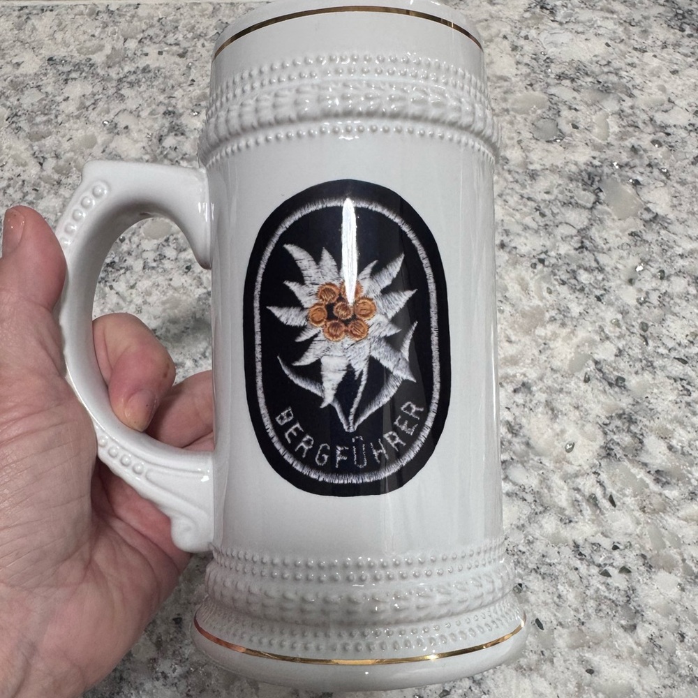 White Ceramic Edelweiss Beer Stein By Orca Coatings